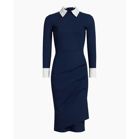 Chiara Boni La Petite Robe Womens Ferflo Bic Collared Cocktail Dress Blue 8 - Picture 5 of 13